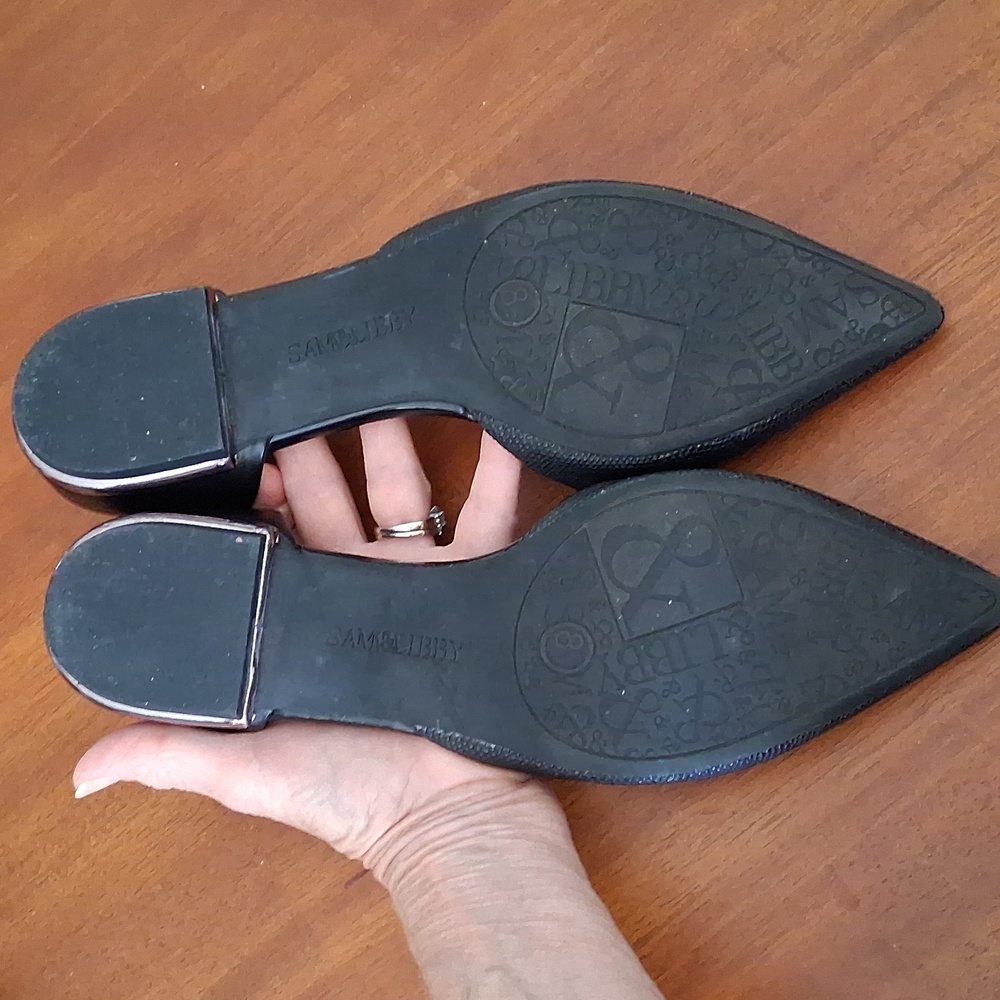 Sam & Libby Black Pointed Toe D'orsay Flats Vegan Sz 8.5M - Picture 7 of 7